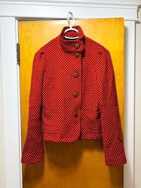 French Connection Red Patterned Button-Up Jacket